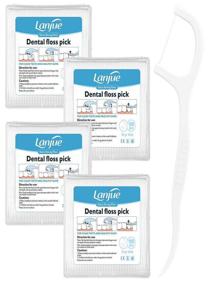 lanjue 400 Count Dental Floss Picks, Travel Dental Flossers with 4 Portable Case Toothpicks Sticks Dental Tooth Picks Flosser Dental Floss Cleaner Dental Floss Sticks for Family Teeth Cleaning - Image 1